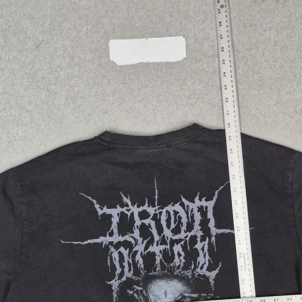 VINTAGE Ironwilled Men Shirt XL Black Y2K Grunge Death Skull The Darkness Skater